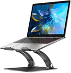 NULAXY Adjustable Laptop Stand, Aluminum Foldable Laptop Riser with Heat-Vent, Ergonomic Portable Computer Stand Compatible with 10-17" Up to 22 Lbs Laptops, MacBook, Dell, HP, Samsung (Black)