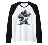 Gorilla on Exercise Bike Gym Fitness Workout Training Raglan Baseball Tee