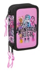 Safta Monster High Drama - Trousse scolaire avec 37 outils inclus, trousse pour enfant, idéale pour les enfants de 5 à 14 ans, confortable et polyvalente, qualité et résistance, 12,5 x 5,5 x 19,5 cm,