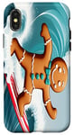 iPhone X/XS Gingerbread Man Surfing A Wave on Christmas Case