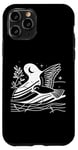 Coque pour iPhone 11 Pro Line Art Oiseau et ornithologue Common Nighthawk