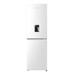 Fridgemaster MC55251DE 55cm Freestanding 256 litre 50/50 Fridge Freezer with Non-plumbed Water Dispenser - Frost Free - LED Lighting- 4 Star Freezer Rating -White - E Rated, H182.4 x W55 x D55.7 (cm)