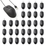 Amazon Basics Lot de 30 Souris USB filaires à 3 Boutons, Noir