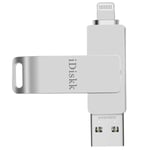 iDiskk MFi Certified 128GB iPhone Photo Stick iPhone memory stick External iPhone photo storage thumb drive for Photos iPhone backup drive work with iOS iPad Mac and PCs iPhone flash drive