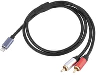 2 RCA to lightning Aux Stereo Y Splitter Cable for iPhone,Hi-Fi Amplifier,Speake