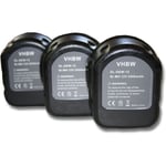 Lot 3 batteries Ni-MI vhbw 2000mAh (12V) pour outils DC742VA, DC743KA, DC743KB, DC745KA, DC745KB comme Dewalt DC9071, DE9037, DE9071, DE9074.