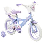 Toimsa Disney Frozen Bicycle, Learn to Ride Bike with Stabilisers, For Ages 3+, with Accessories, Lilac Purple