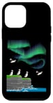 Coque pour iPhone 12 mini Aurora Borealis lover Atlantique macareux mer falaise lumières polaires