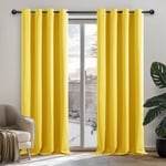 Deconovo Rideau Occultant Thermiques Anti Froid, Double Rideau Isolant Anti-Bruit, Économie d'Énergie, Idéal pour Chambre et Salon, 132x138 CM (Largeur x Hauteur), Jaune Moutarde, 2 Pièces