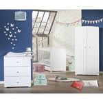 Chambre bébé trio Basic boule: Lit 120x60, commode à langer et armoire - Babyprice - Blanc