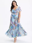 Scarlett & Jo Kemi Bolero Wrap Bodice Mesh Long Midi Dress, Sky Feather