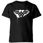 Justice League Graffiti Wonder Woman Kids' T-Shirt - Black - 7-8 ans - Noir