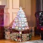 Pre Lit Christmas Tree Xmas Fibre Optic LED Lights Star White 3FT 90cm Tabletop