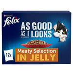 Felix As Good As It Looks Meat Selection Cat Food 12x100g, Pack of 4