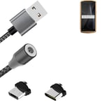 Magnetic charging cable for Cubot Pocket with USB type C and Micro-USB connector