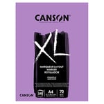 CANSON XL Marker 70gsm A4 Paper, Very Smooth, Pad Glued Short Side, 100 Extra White Sheets, Ideal for Professional Artists & Illustrators