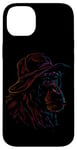 Coque pour iPhone 14 Plus Contour de chimpanzé portant un croquis de chapeau