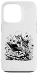 iPhone 13 Pro Skeleton Reading Book Floral Wisdom Funny Book Lover Case