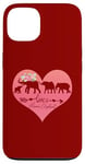 Coque pour iPhone 13 Cœur floral rose foncé maman éléphant trois bébés veaux