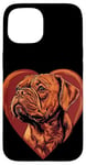 Coque pour iPhone 15 Saint-Valentin Dogue de Bordeaux Vector