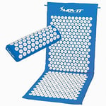 MOVIT Tapis d'acupression, modèle ZHIYA (130x50x2,5cm) avec Coussin, testé Contre Les substances nocives, Housse 100% Coton, Tapis de Massage, Bleu Clair