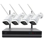 PNI House WiFi660 NVR Kit de vidéosurveillance 8 canaux et 4 caméras extérieures sans Fil 3MP, P2P, IP66