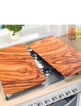 Wenko | Quality | Set of 2 Universal Gas Electric Induction Hob Stove Covers Chopping Board Worktop Surface Protectors | Oak