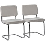 Happy Garden - Lot de 2 chaises cantilever en velours côtelé beige maria