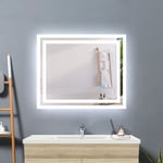 Acezanble - 100 x 60 cm miroir salle de bain avec anti-buée, interrupteur tactile, miroir led horizantal ou vertical, puissance 30w