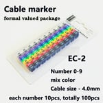 Étiquette de fil de marqueur de câble EC-1 de EC-0 1000PCs Mark Number 0 à 9 Gestion des câbles Isolation de fil colorée InforSleeves de fil de PVC - Type EC-[2]-100pcs-0-9