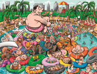 Chaos at the Swimming Pool 1000 Piece Jigsaw Puzzle- Chaos no.19