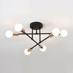 Plafonnier Moderne, 6-Lumières Lampe Vintage, Industriel Lustre Suspension E27 pour Salon Chambre Cuisine