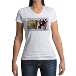 T-Shirt Femme Col V The Beatles Yellow Submarine Dessin Film 70's Hippie Pop