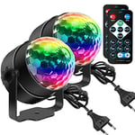 Boule Disco, SEBRUANC Mini LED Party Lights Contrôle de la musique DJ Rotatives Lampes de scène 3W RGB avec télécommande pour la maison, les fêtes d'anniversaire, les fêtes de Noël 2pc