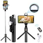 CooElc Bluetooth Tripod Selfie Stick with Detachable Wireless Remote/Build-in Light/HD Mirror, Compatible iPhone 12, 11, 11 Pro, XS, XR, Galaxy S10, S9, 8, IOS, Android