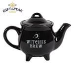 Black Cauldron Teapot Ceramic 550ml Witches Brew Gothic Wiccan Magic Halloween