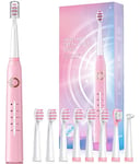 Electric Toothbrush for Adult, Sonic Toothbrushes with 8 Brush Heads 40000 VPM 5 Modes, Sonic Toothbrushes Fast Rechargeable 4 Hours Last 30 Days (P1, Blompink)