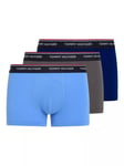 Tommy Hilfiger Logo Waist Organic Cotton Blend Trunks, Pack of 3, Navy/Pale Blue//Ash