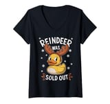 Womens Reindeer Christmas Xmas Duck with Reindeer Antlers V-Neck T-Shirt