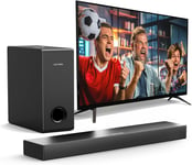 Barre De Son TV, Crête 160W, BASSMAX, 2.1 Barres Son avec Subwoofer, PC Barres de Son 5.3 Bluetooth avec HDMI/Optique/AUX, Soundbar Montage Mural, Série Ultra Slim Nova S40