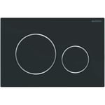 Geberit 115882141 Sigma 20 Chasse a 2 debits pour Commande par l'avant et Plaque + Boutons Noir Mat, Bandes chromees