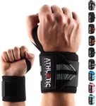 Bandages de Poignet Fitness,Wrist Wrap (45 cm par Paire) Bandage de Poignet pour entraînement de Force, Fitness, Musculation, Crossfit,Repose-Poignet avec Guide d'exercice en PDF