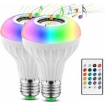 RGB-styrning via Tuya Smart Life APP, kompatibel med, Set med 2 intelligenta LED-lampor E27 Bluetooth Smart Bulb BLEOSAN, Ansluten lampa Synkronisera med musikrytm