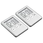 Digital Timer,2Pcs Count Down/UP Clock with Magnetic,Kitchen Timer Silver Tone