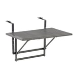 greemotion Table de balcon suspendue Toulouse 40 x 60 cm – Table de balcon rabattable gris métal – Petite table pliante murale à suspendre – Table 2 personnes à hauteur réglable