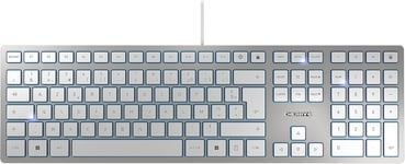 KC 6000 SLIM, clavier au design ultra-plat, layout fran?ais (AZERTY), filaire (connexion USB-A), silencieux, durable, marquage des touche, argent