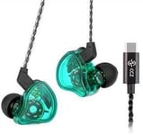 Ccz Melody In Ear Monitors Hybrid 1Ba 1Dd Ecouteurs Hifi,Ecouteurs Intra-Auriculaires Ifilaire Iem Avec Cable 4N Ofc Pour Telephone Portable(Vert,Sans Micro Type-C)