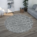 Tapis Rond en relief Berbère YASI Gris (120x120cm)