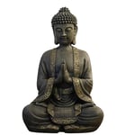 Zen Light - Grande Statue Bouddha Zen 40 cm - Excellente Finition, Peinture Effet Patiné, en Résine - Bel Objet de Décoration et Feng Shui pour la Maison - Idée Cadeau Porte Bonheur