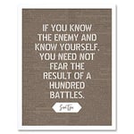 Artery8 Dictionary Inspiring Quote Sun Tzu Know Yourself Need Not Fear Result Art Print Framed Poster Wall Decor 12x16 inch